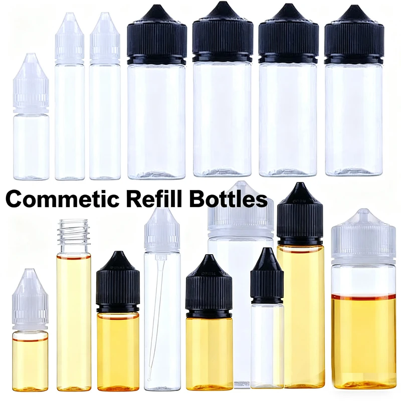 100 Piezas de Botellas de Perfume de Plástico Vacías, Envase para Líquidos y Jugos, Tapa de Rosca a Prueba de Fugas, Botella con Gotero, Botella de Aceite en Forma de Bolígrafo de PET