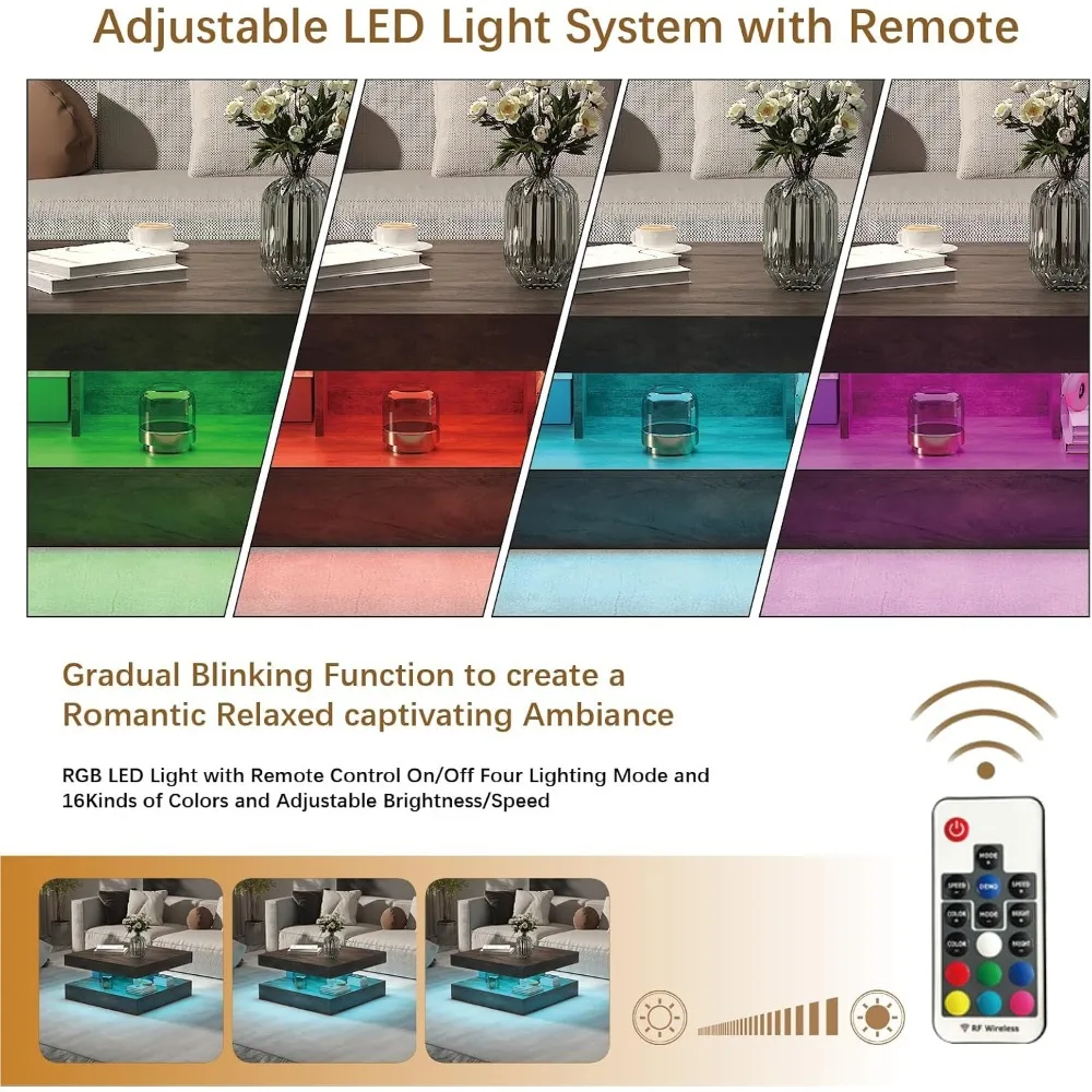 Nowoczesny stolik kawowy do salonu, dwupoziomowy kwadratowy stolik centralny o współczesnym designie, stylowe meble do salonu