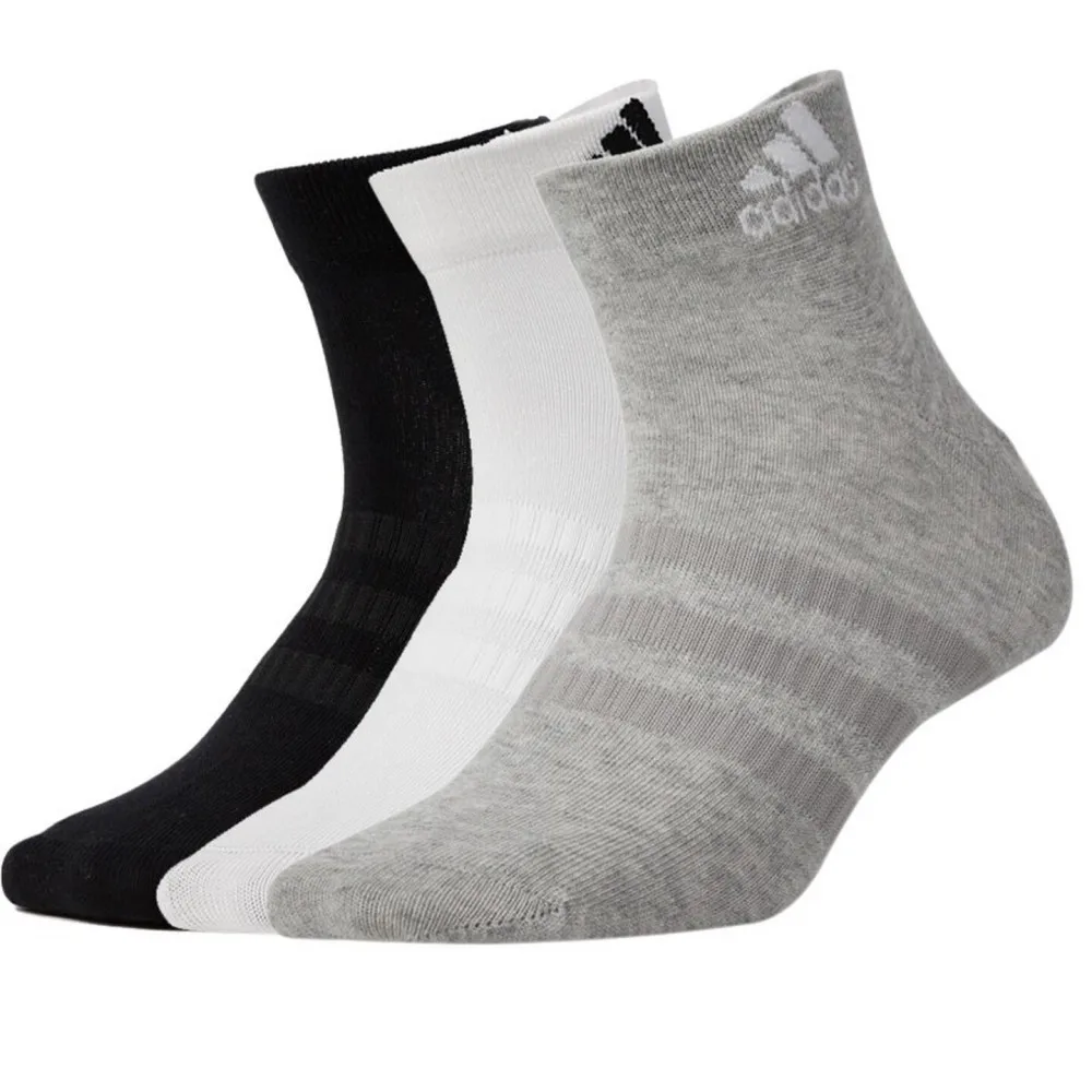 

Adidas Men's and Women's Socks - Black/White/Gray - 3-Pack Breathable Running Socks: Comfortable and Stylish for Fitness DZ9434
