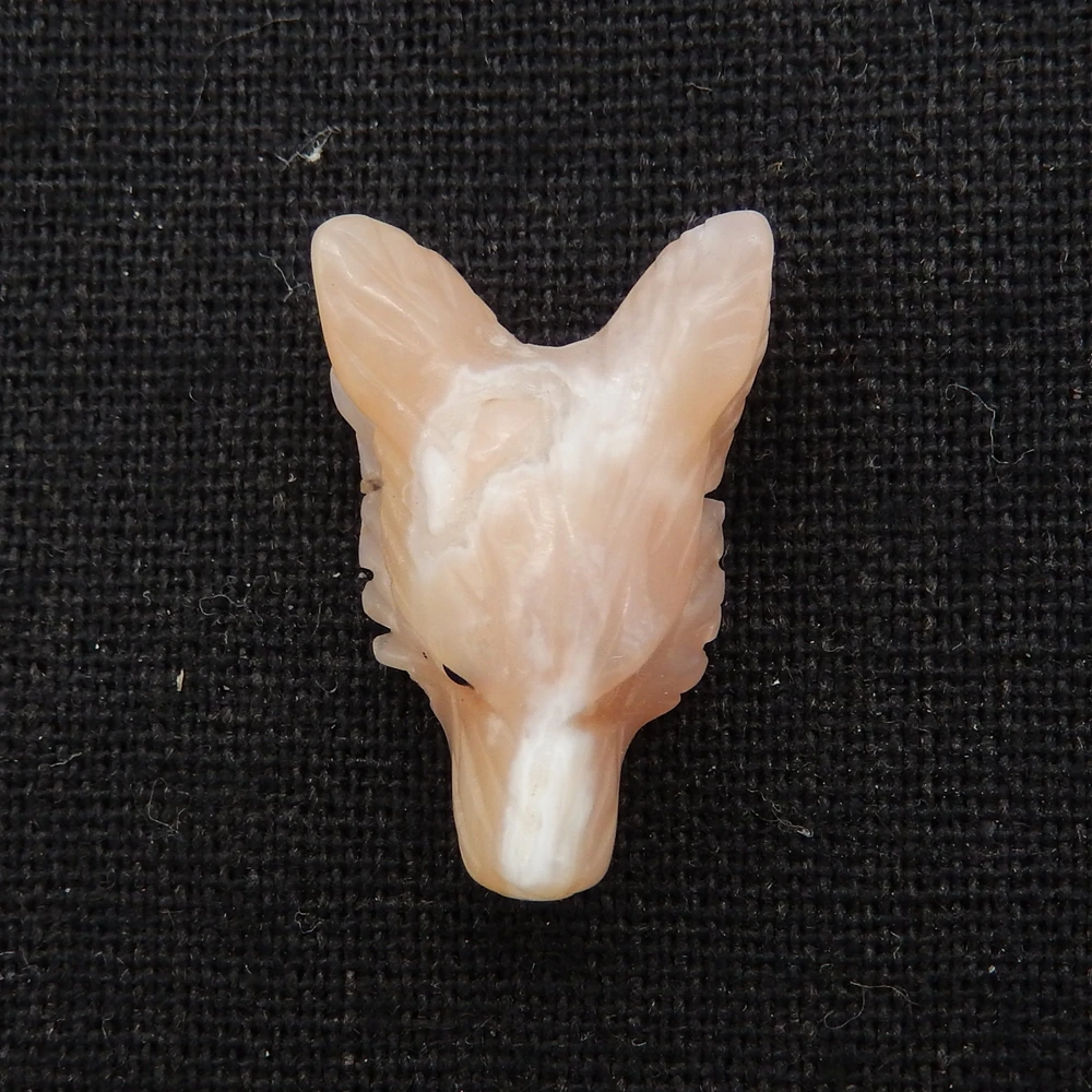 Natural Pink Opal Hand Carved Wolf Head Pendant Bead,Semiprecious Fashion Jewelry Necklace Accessories