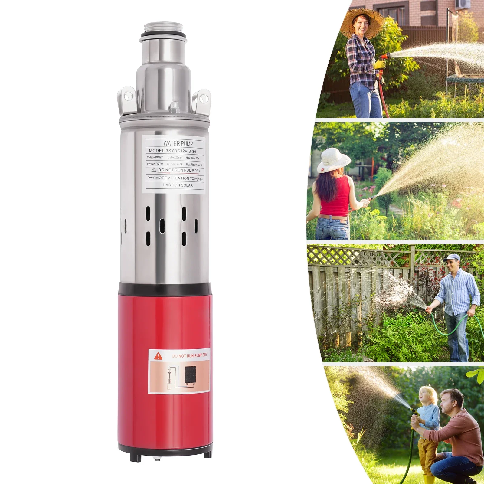 180W Stainless Steel Submersible Pump 12V Deep Well Water Extraction 1.5m³/h Flow, Low-Noise for Efficient Farm Irrigation