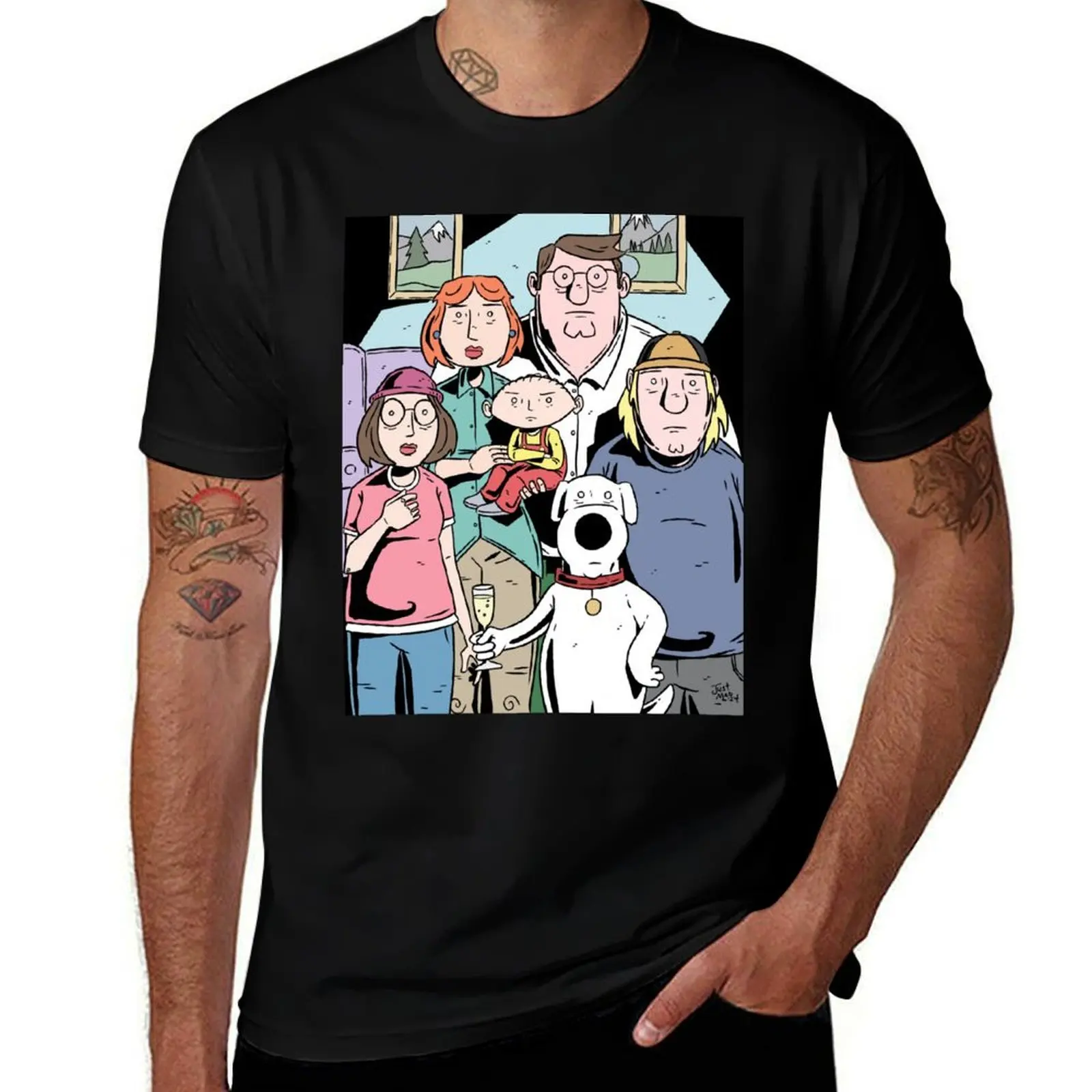 Футболка с семейным портретом Family Guy, роскошный дизайнер, забавная футболка, персонализированные мужские футболки с рисунком Футболка с семейным портретом Family Guy, роскошный дизайнер, забавная футболка, персонализированные мужские футболки с рисунком