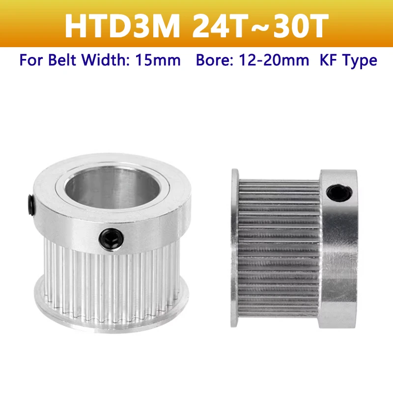 

1pc Belt Width 15mm 24T-30T HTD3M Timing Pulley 24 25 26 28 30 Teeth HTD-3M Synchronus Pulley Bore 12 12.7 14 15 16 17 18-20mm