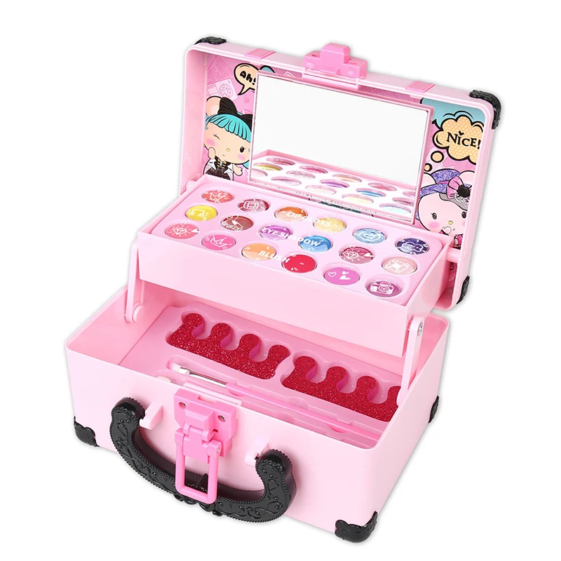 Girl Makeup Kit For Kids Washable Safe Cosmetics Toys Set Children Makeup Cosmetics Playing Box Play Set Safety Non-toxic Toys