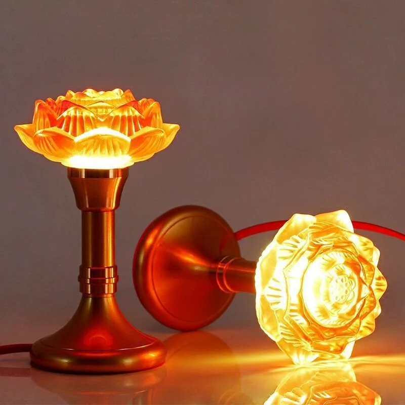 lotus-lamp-pair-for-buddha-worship-led-plug-in-eternal-light-home-altar-guanyin-lamp-buddhist-ceremony-supplies