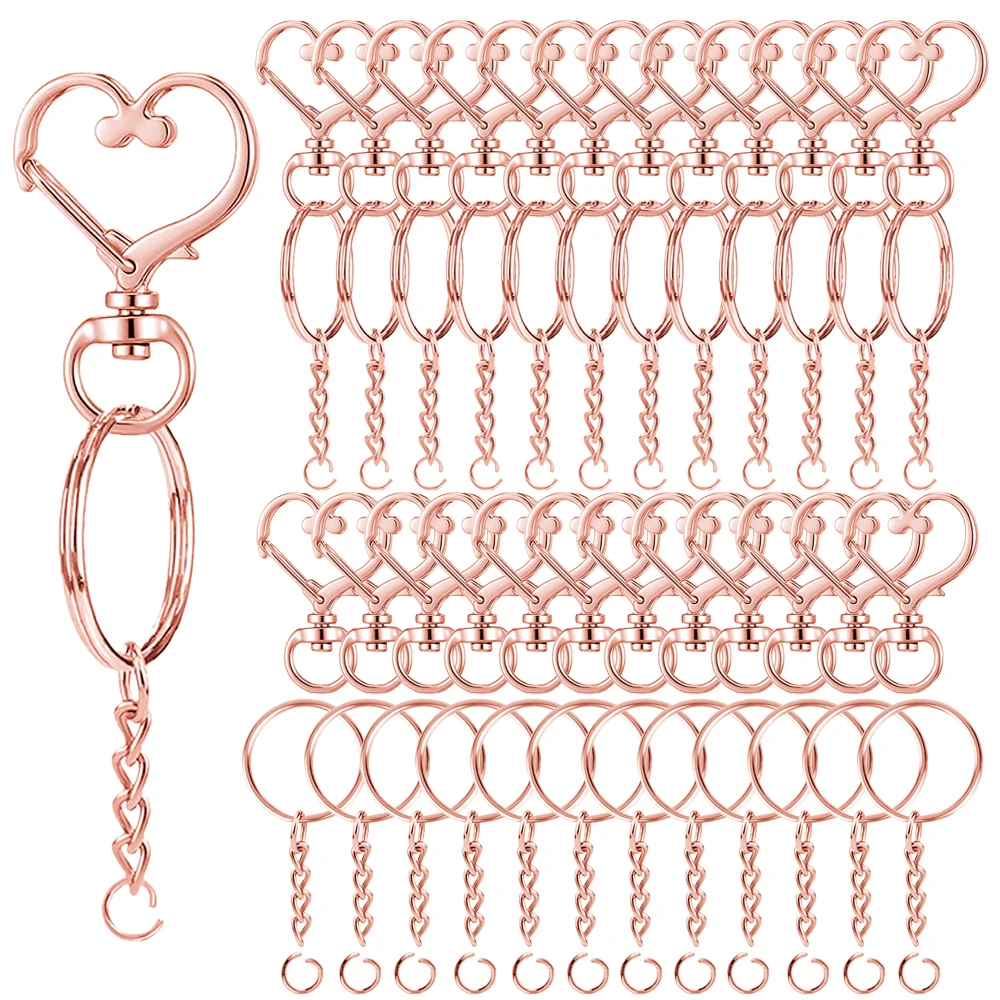 15/30 Sets Heart-Shaped Rotating Keychains with Chains