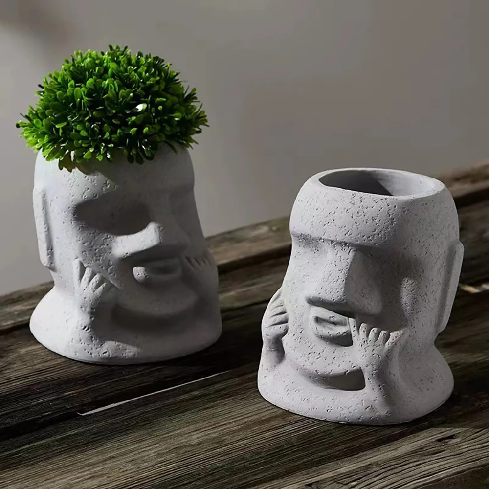 

Nordic Portrait Cement Flowerpot Silicone Mold Succulent Pot Plaster Pen Holder Desktop Decoration DIY Mold