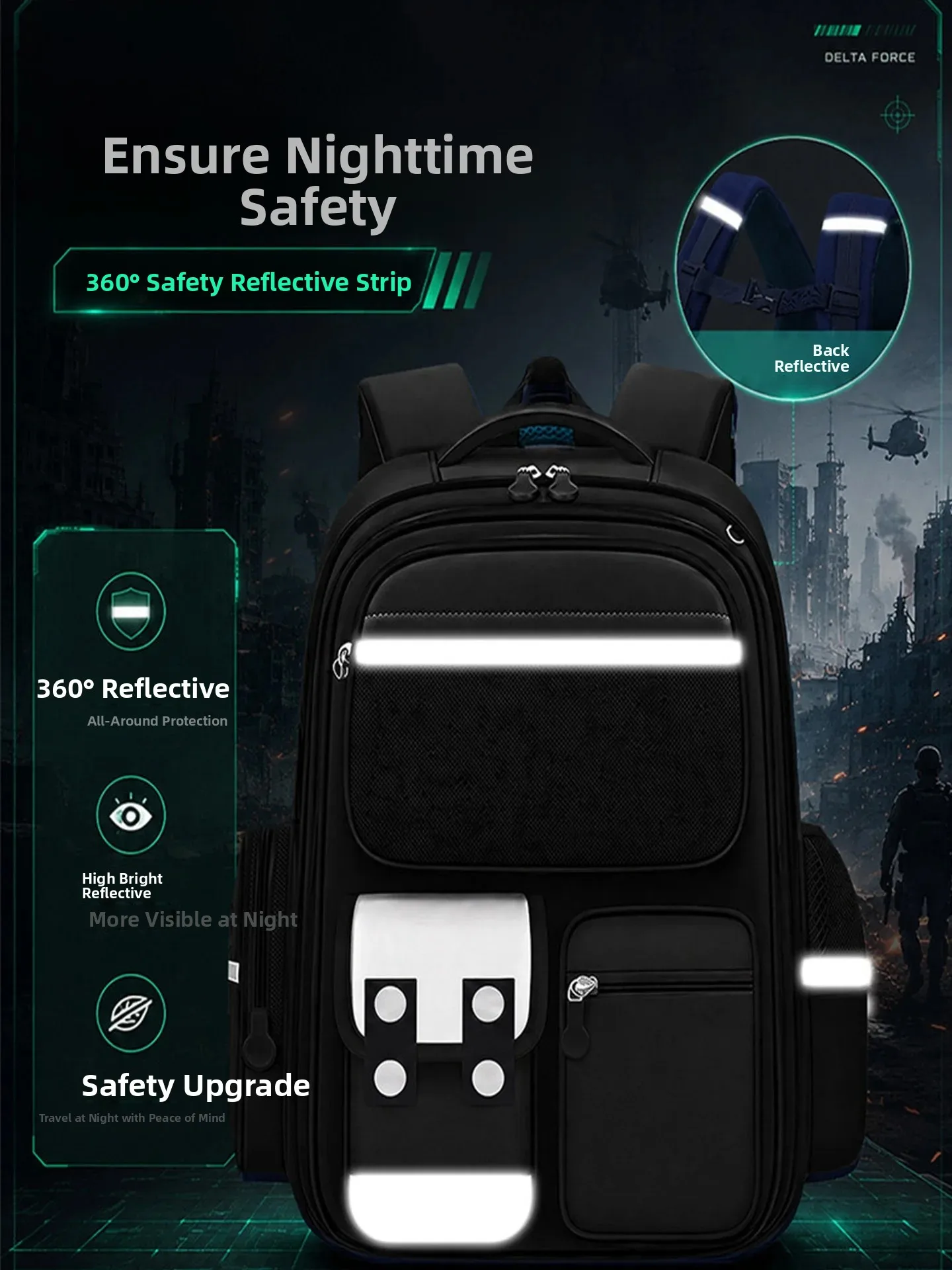 Delta Lightweight Backpack for Primary School Boys Grades  to 6 Spine Protection School Bag Children's Anti-Fatigue Satchel