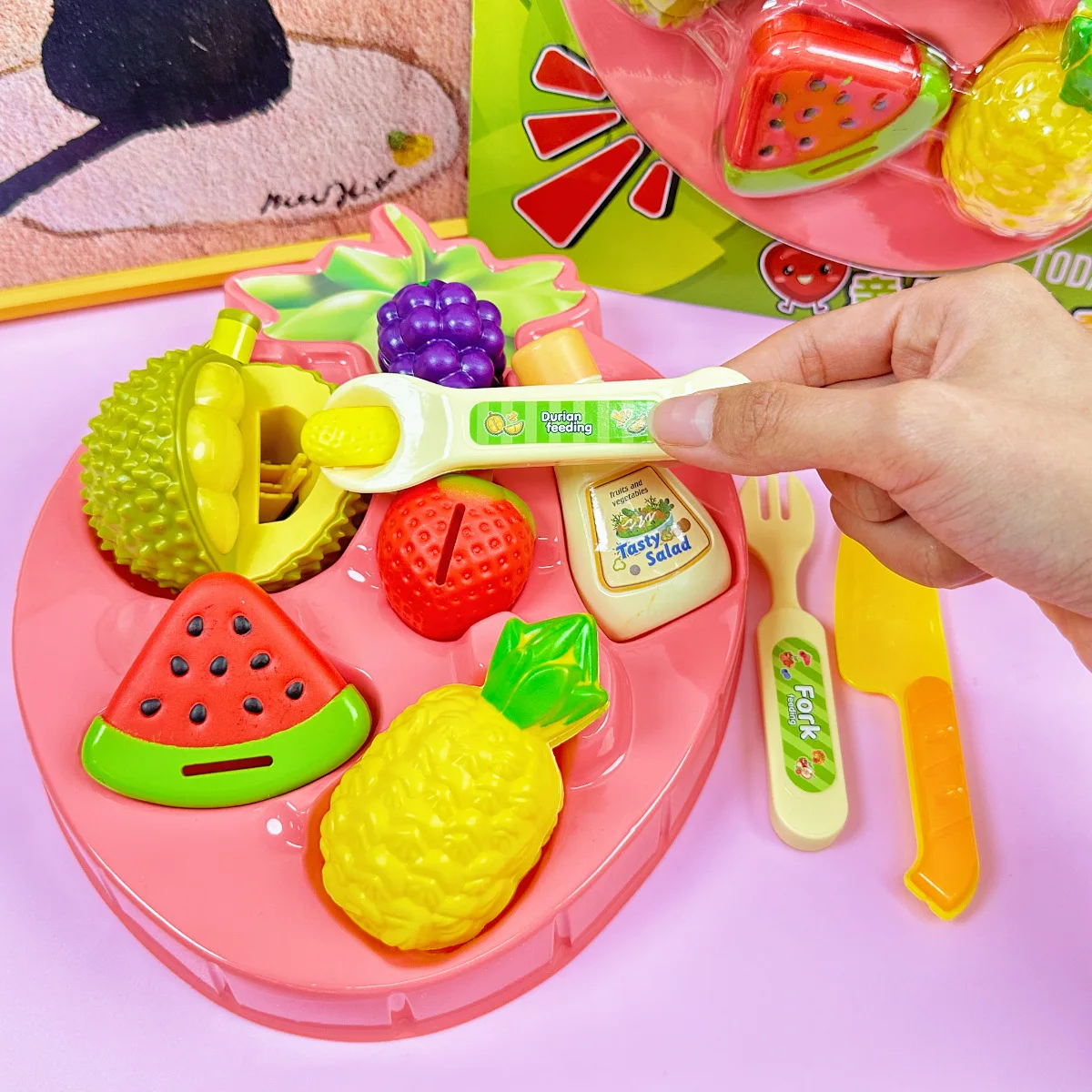 Simulatie Fruitschaal Voederspeelgoed Volledige set Simulatie Durian Watermeloen Voederspel Speelhuis Speelgoed Grappige kinderen Snijden Fruit