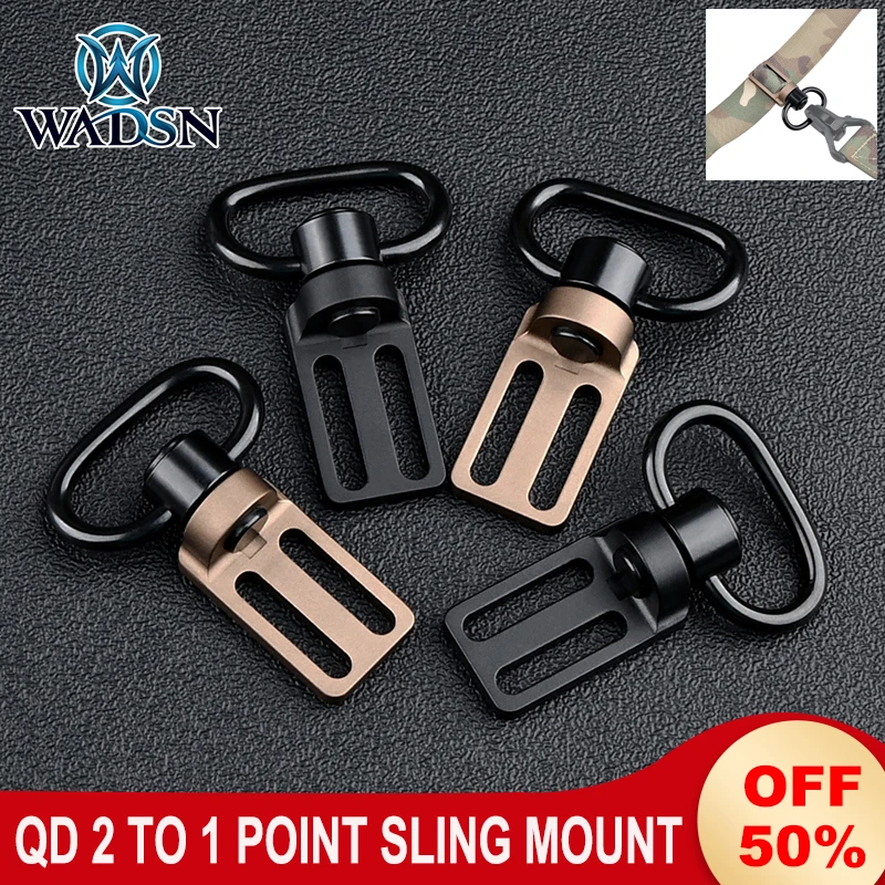 WADSN Tactical QD Sling Mount 2 To 1 Point Triglide Swivel Qd Adapter 1 Inch Buckle Strap Base For Outdoor Hunting Accessories