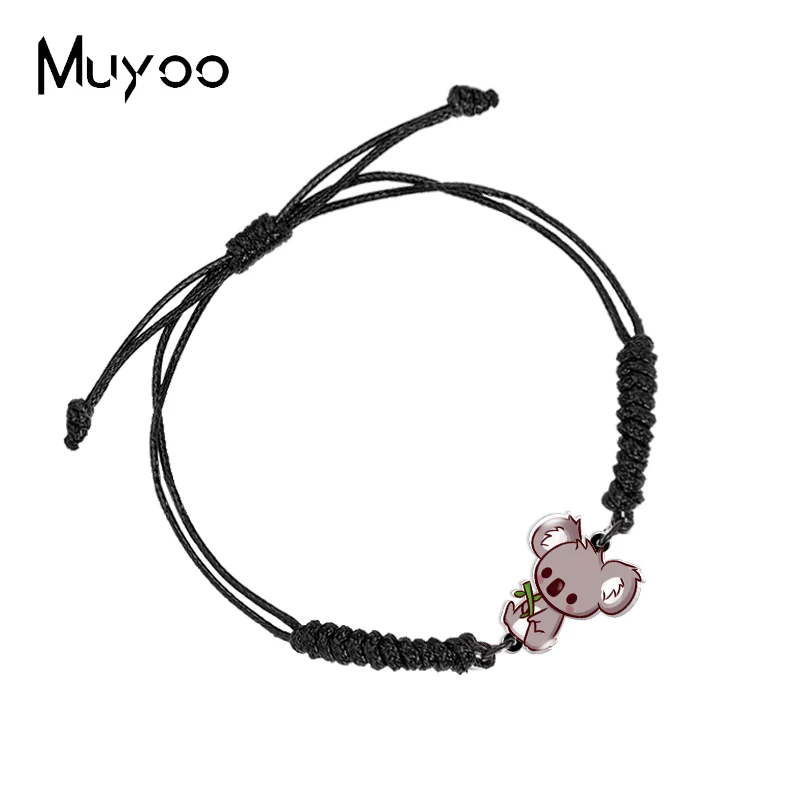 2022 New Arrival Cartoon Gray Animal Lazy Koala Handmade Adjustable Rope Bracelets Epoxy Resin Acrylic Weave Bracelets