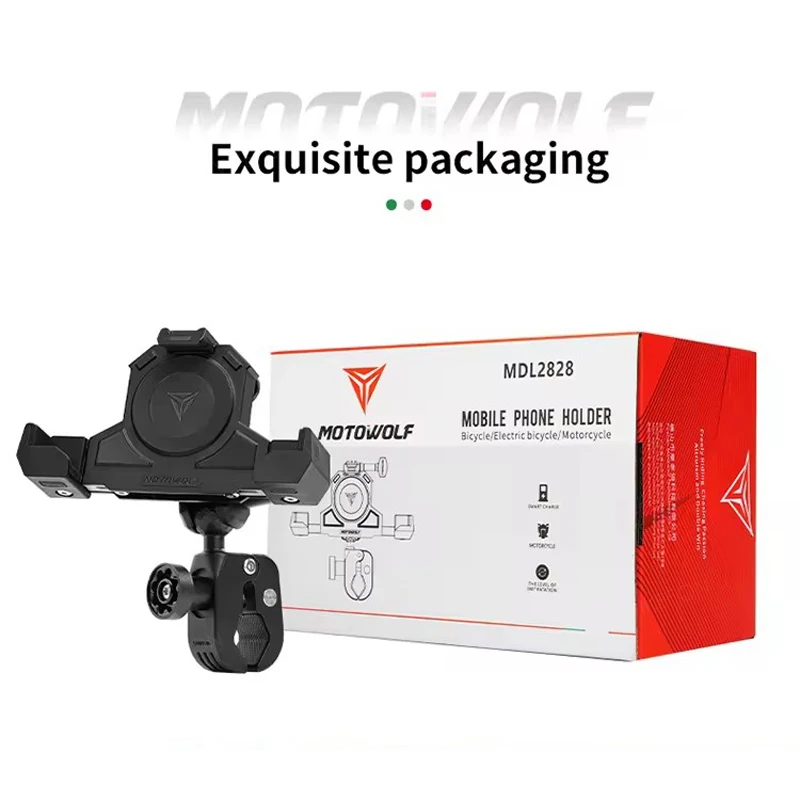 MOTOWOLF دراجة نارية في الهواء الطلق امتصاص الصدمات حامل هاتف المحمول مثلثات حامل ثابت شحن لاسلكي الملاحة حامل #6