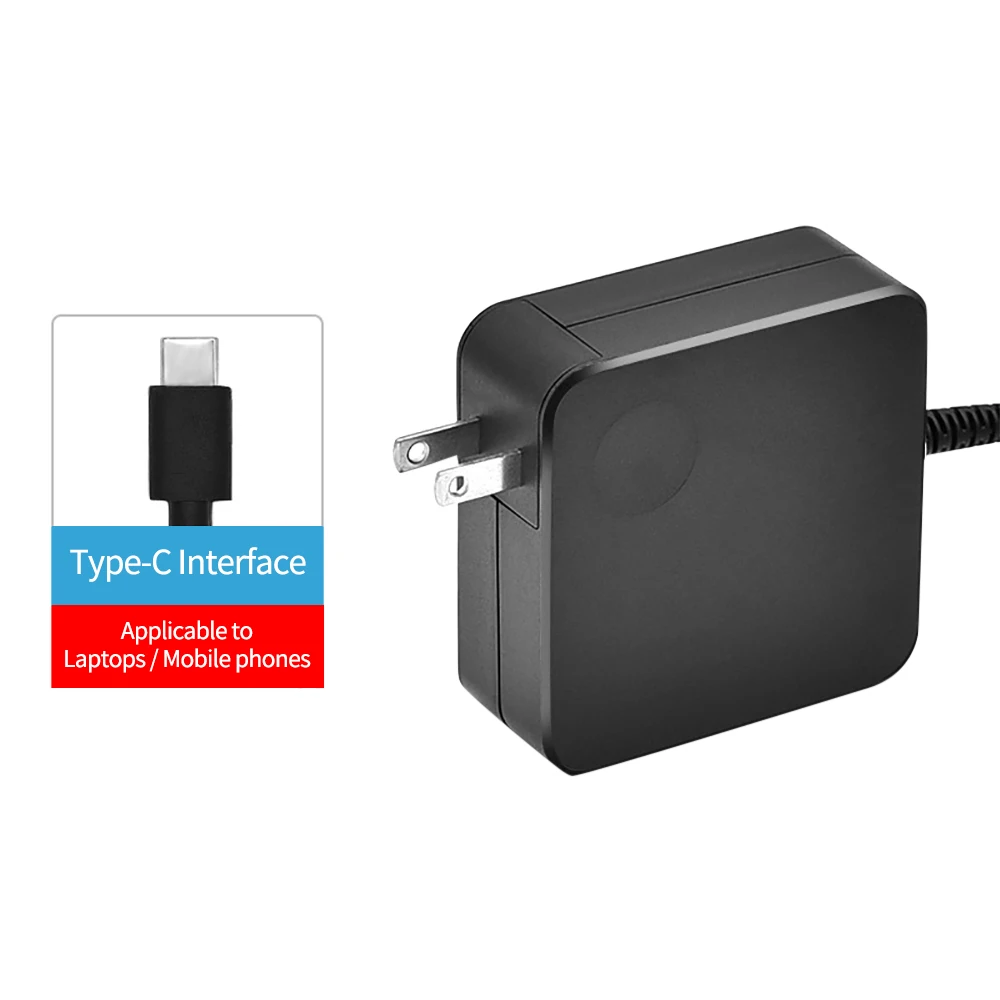 레노버 65W 노트북 충전기 고속 충전 20V 3.25A 사각형 벽면 플러그 타입-C 전원 어댑터 호환