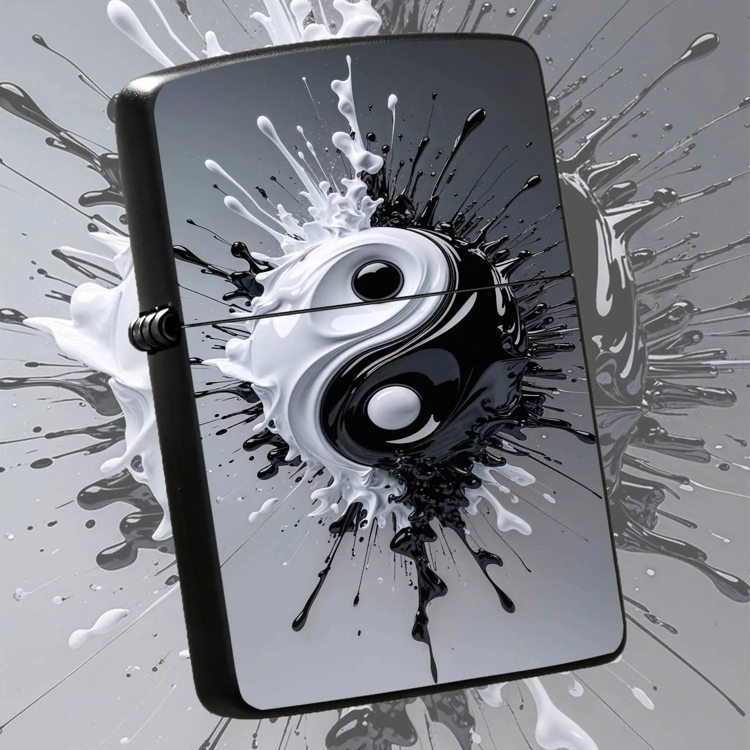 Creative Fluid Tai Chi Pattern Lighter, Artistic Splash Ink Eastern Style Style Design Portable Daily Essential, Suitable For All Scenarios, Exquisite Trendy Practical Companion Gift For Friends, Durable Stylish Versatile Carryaround Supply