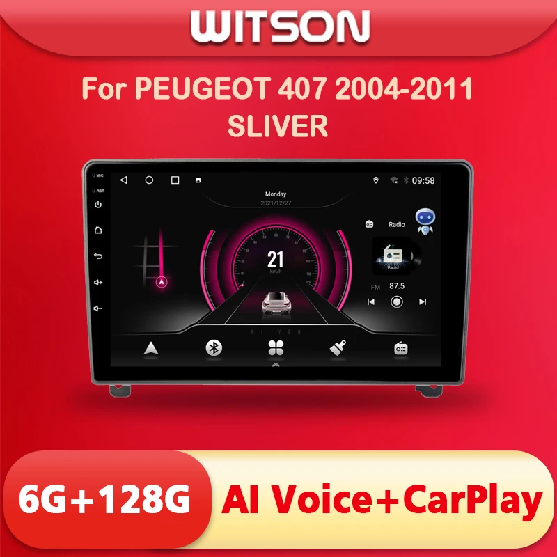 

WITSON car monitor Android 12 AI VOICE auto radio For PEUGEOT 407 2004 2005 2006 2007 2008 2009 2011 6GB 128GB navigation radio