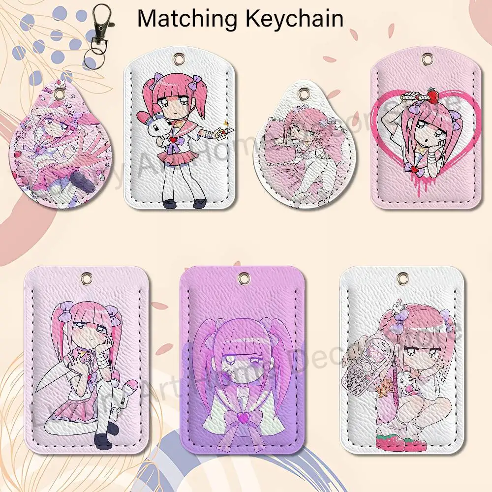 M-Menhera Chan Custom Access Card Case Leather Card Holder Transportation Card Case Gifts