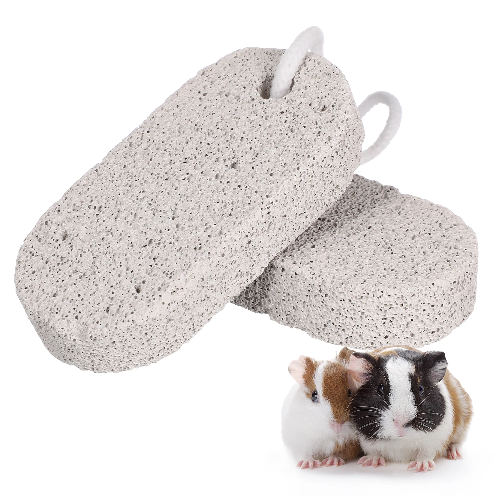 

2 pcs Teeth Griding Stone Mineral Molar Chew Toys Rectangular Durable Pet Supplies Hamster Chinchilla Cleaning Tools Small