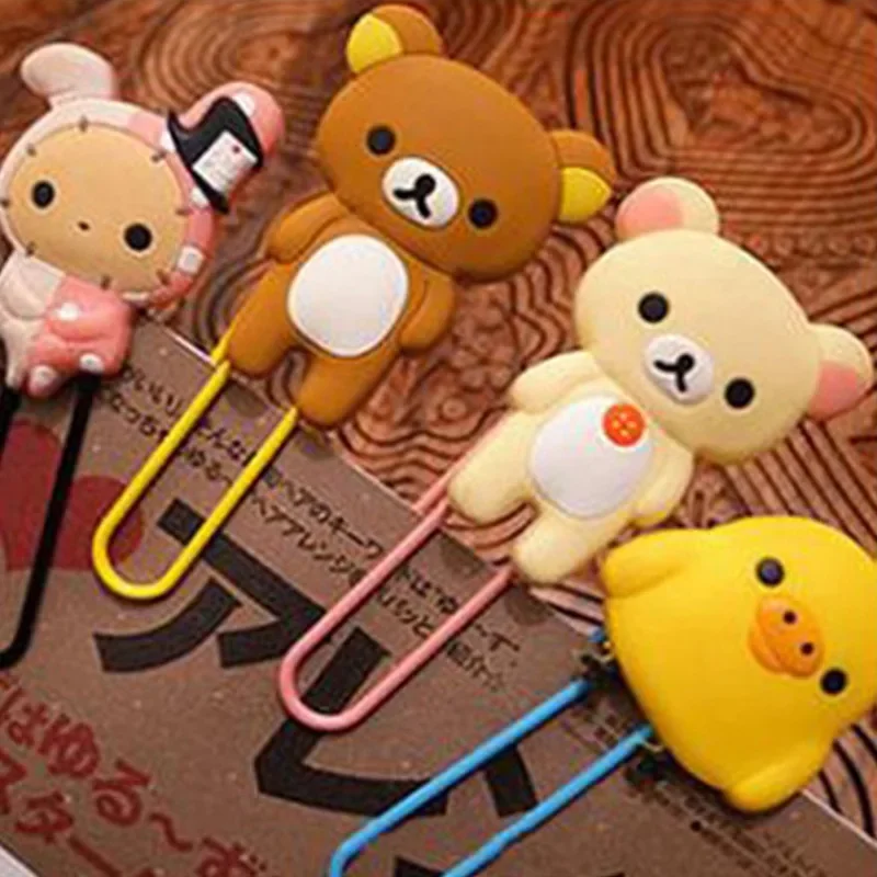 Cartoon PVC Soft Bookmarks Metal Book Clip Large Paper Clips Student Page Bookmark Clip