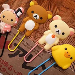 Cartoon PVC Anime Relax Bear Large Size Paper Clip Kids School Pagination Bookmark Stationery Office Accessories Gift