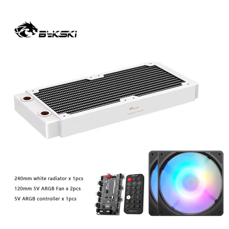 

Bykski 360mm 240mm Copper Radiator 30mm Thickness + 120mm Fan + Controller for PC Cooling Water Cooler Heatsink Kit White Black