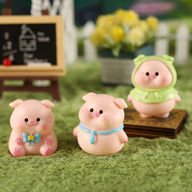 Mini Cute Pig Figurine Animal Model Moss Micro Landscape Home Decor Miniature Garden Decoration Accessories