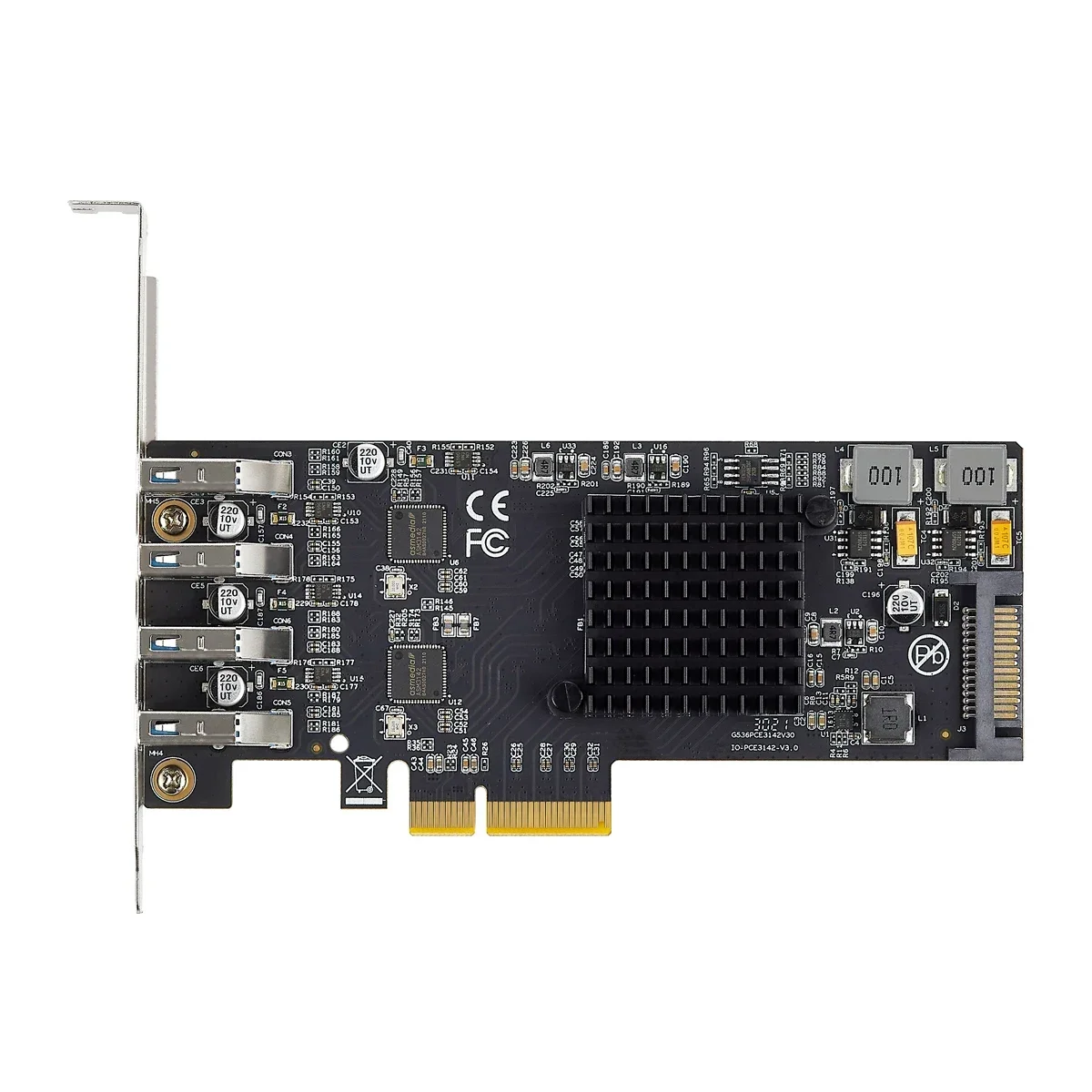IOCREST Host Expansion Controller Pcie 3.0 X4 to 4 Ports USB3.2 Gen2 Type-a Dedicated 10Gbps USB 3.2 Transfer Bandwidth for Each