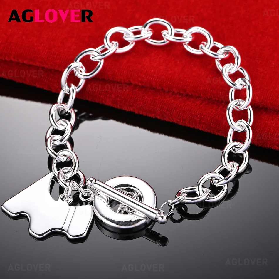 

AGLOVER 925 Sterling Silver Pet Dog Pendant Chain OT Clasp Bracelet Women Charm Holiday Gift Party Jewelry