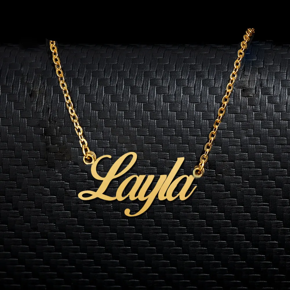 

Layla Name Necklace Stainless Steel for Women Jewelry Nameplate Pendant Femme Mothers Girlfriend Gift (Not Customize)