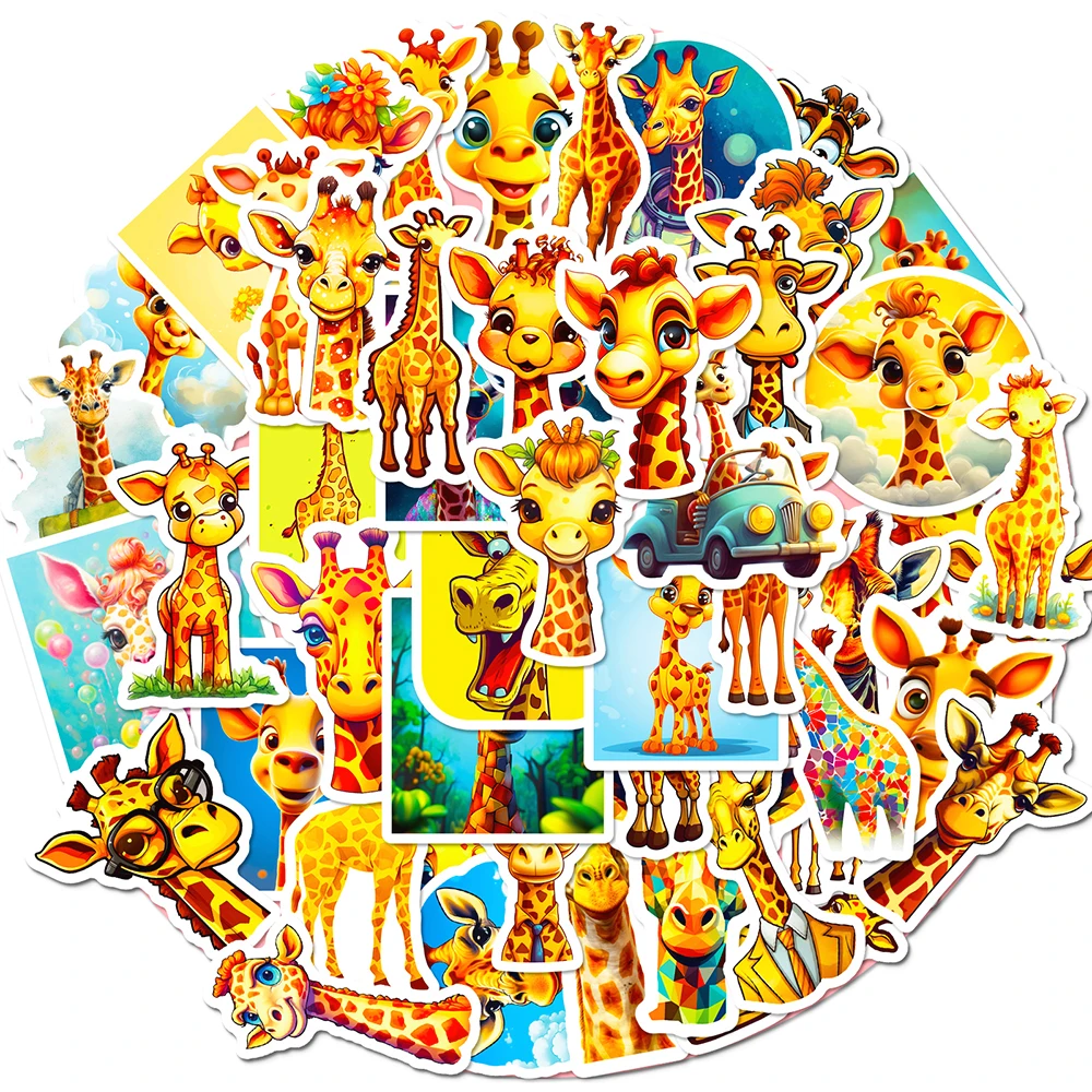 10/50pcs Cartoon Cute Giraffe Stickers Pack for Kids Scrapbooking Travel Luggage Laptop Notebook Wall Decoration Sticker Decals