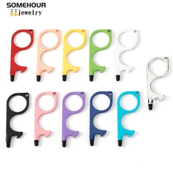 SOMEHOUR Multi-function EDC Door Keychain Touchless Screen Press Elevator Button Handle Bottle Opener Keyholder Accessories Gift