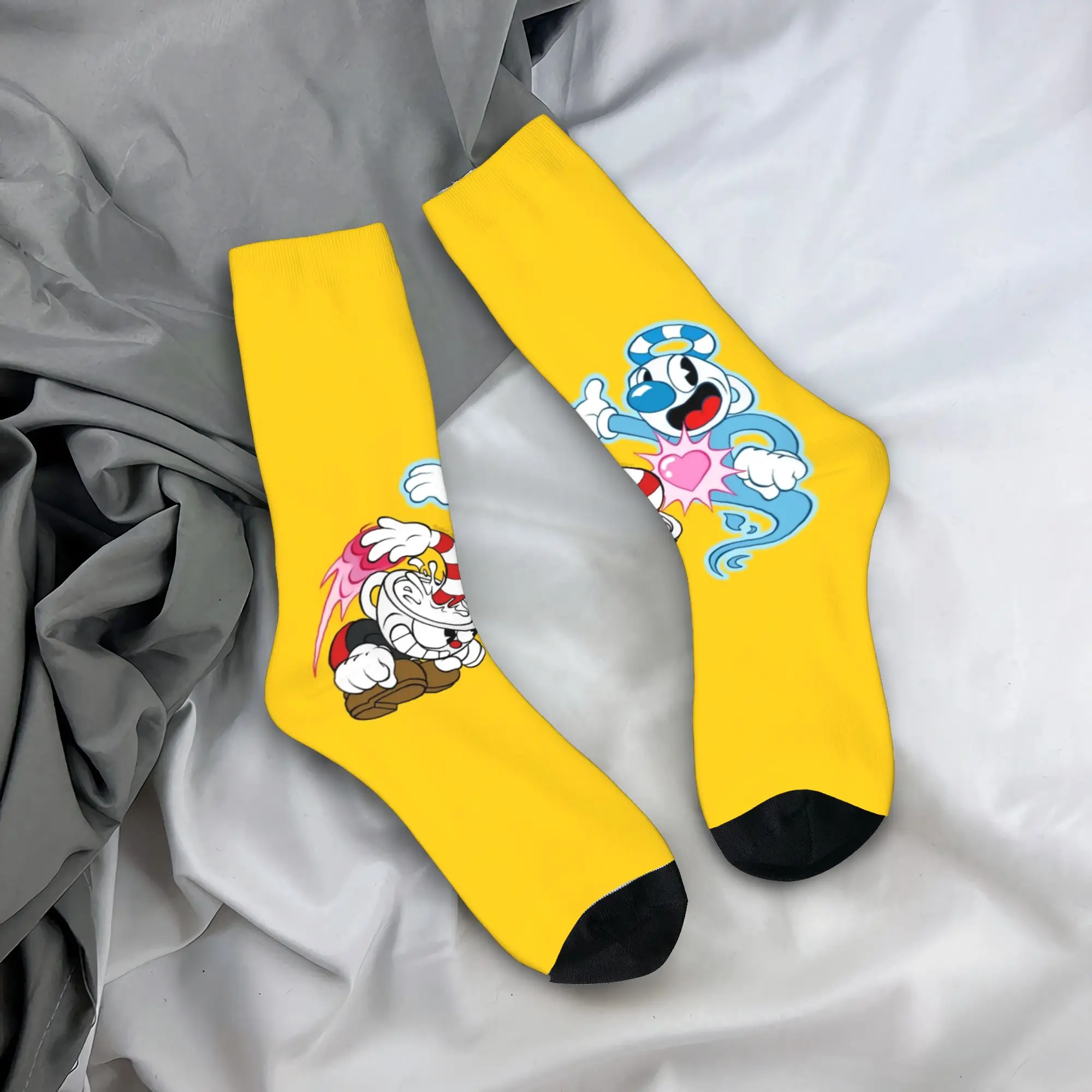 Men's Women's Game C-Cuphead Socks Soft Casual  Socks Novelty Merch Middle Tube Socks Suprise Gift Idea