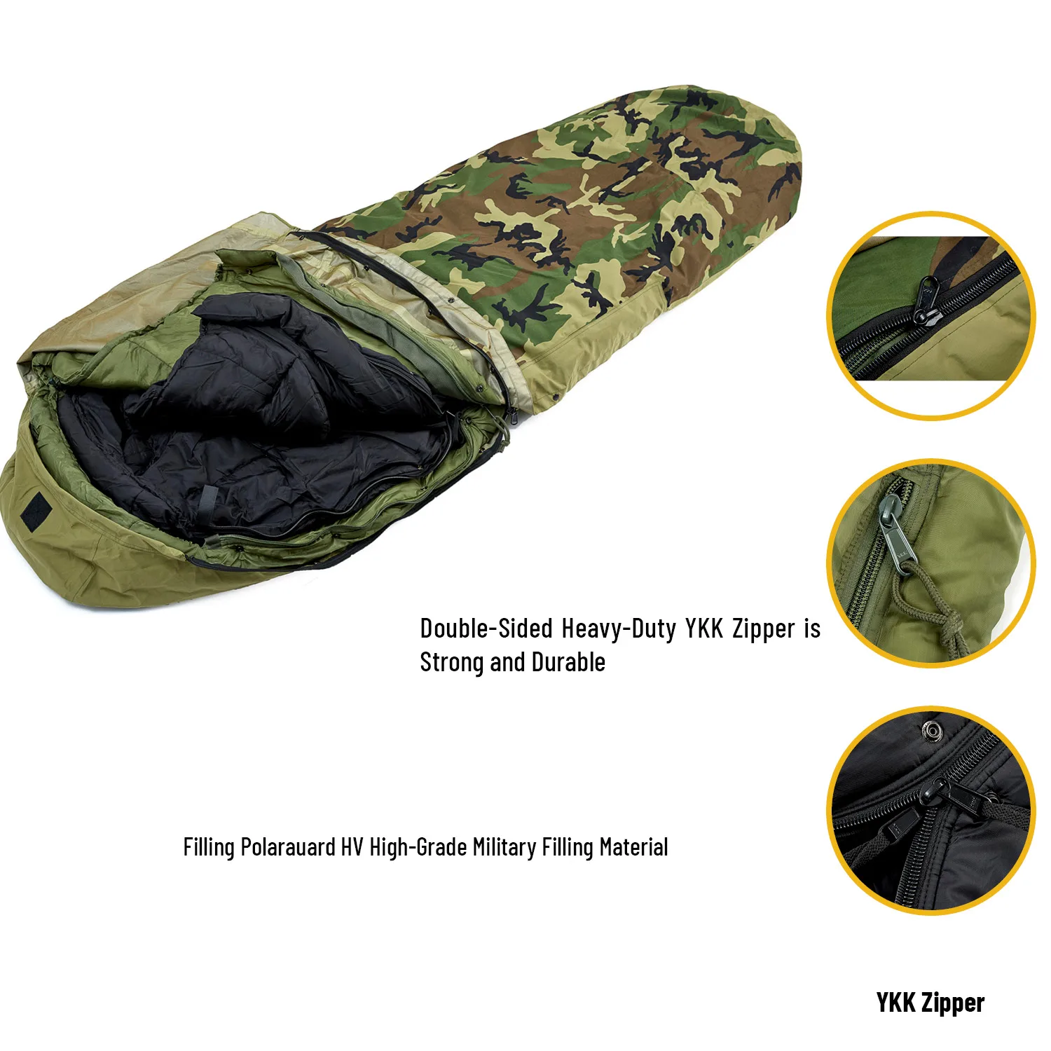 MT Army Military Modular Sleeping Bags System All-Season Waterproof Tactical 4-Piece with Multi-Layer & Bivy Cover Multicam