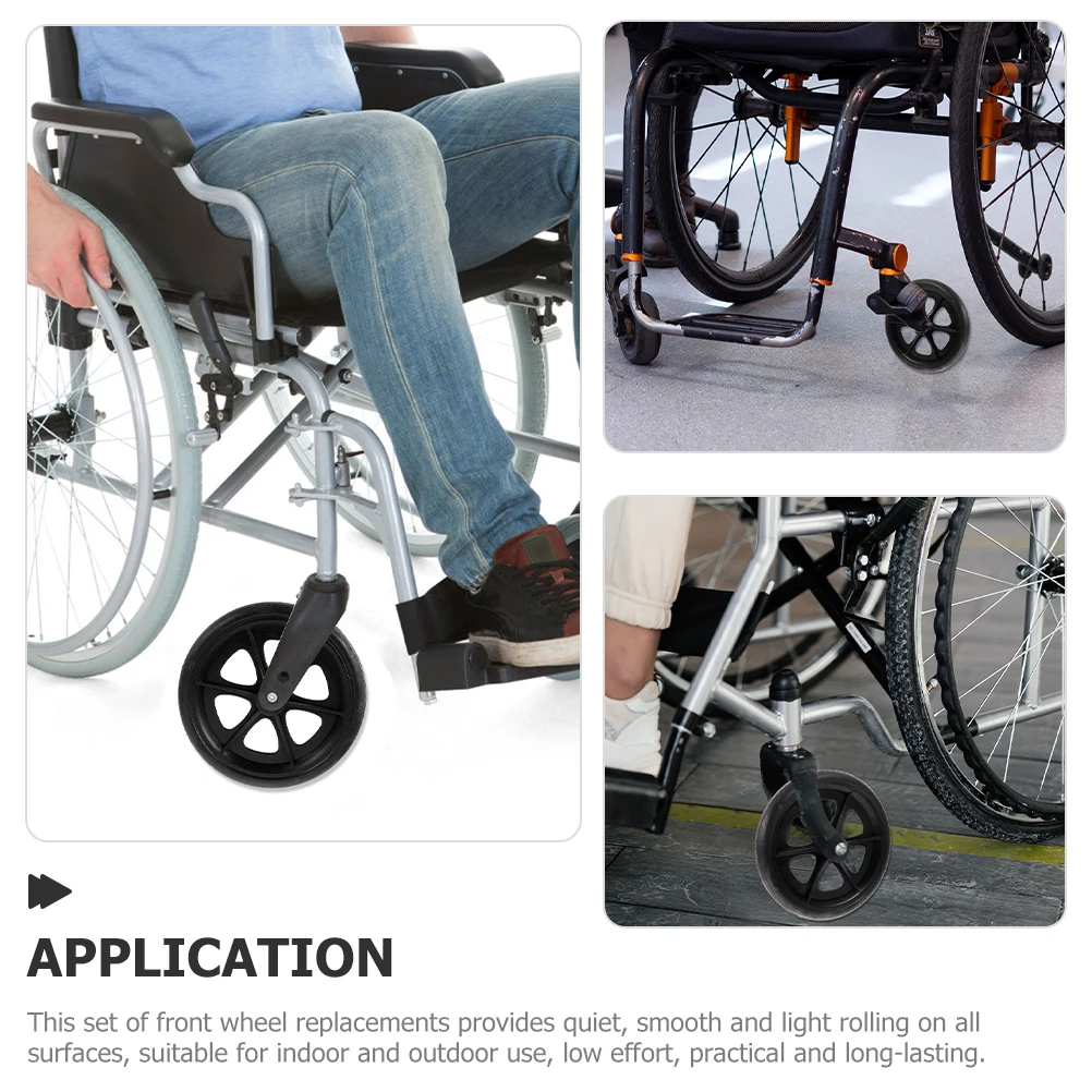 

2pcs Front Wheel Caster Replacement for Walkers Wheelchair Durable Quiet Rolling Indoor Outdoor Plastic Rubber Metal Bearings