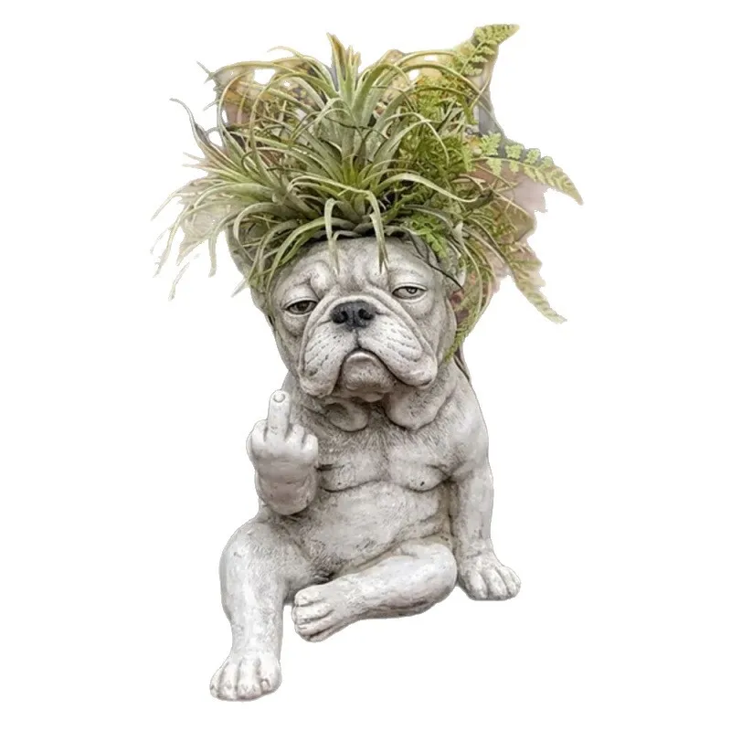 Funny French Bulldog Resin Planter Succulent Pot Gift