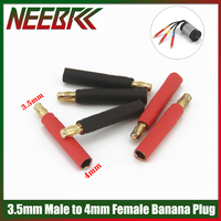 3pcs/lot 3.5mm Male to 4mm Female Bullet Connector Banana Plug Solderless Side Stackable Adapter for RC Car Boat Motor ESC Parts