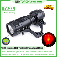 NEXTORCH TA21 Tactical flashlight, red and white light source, 1300 lumens high brightness flashlight, EDC high power flashlight