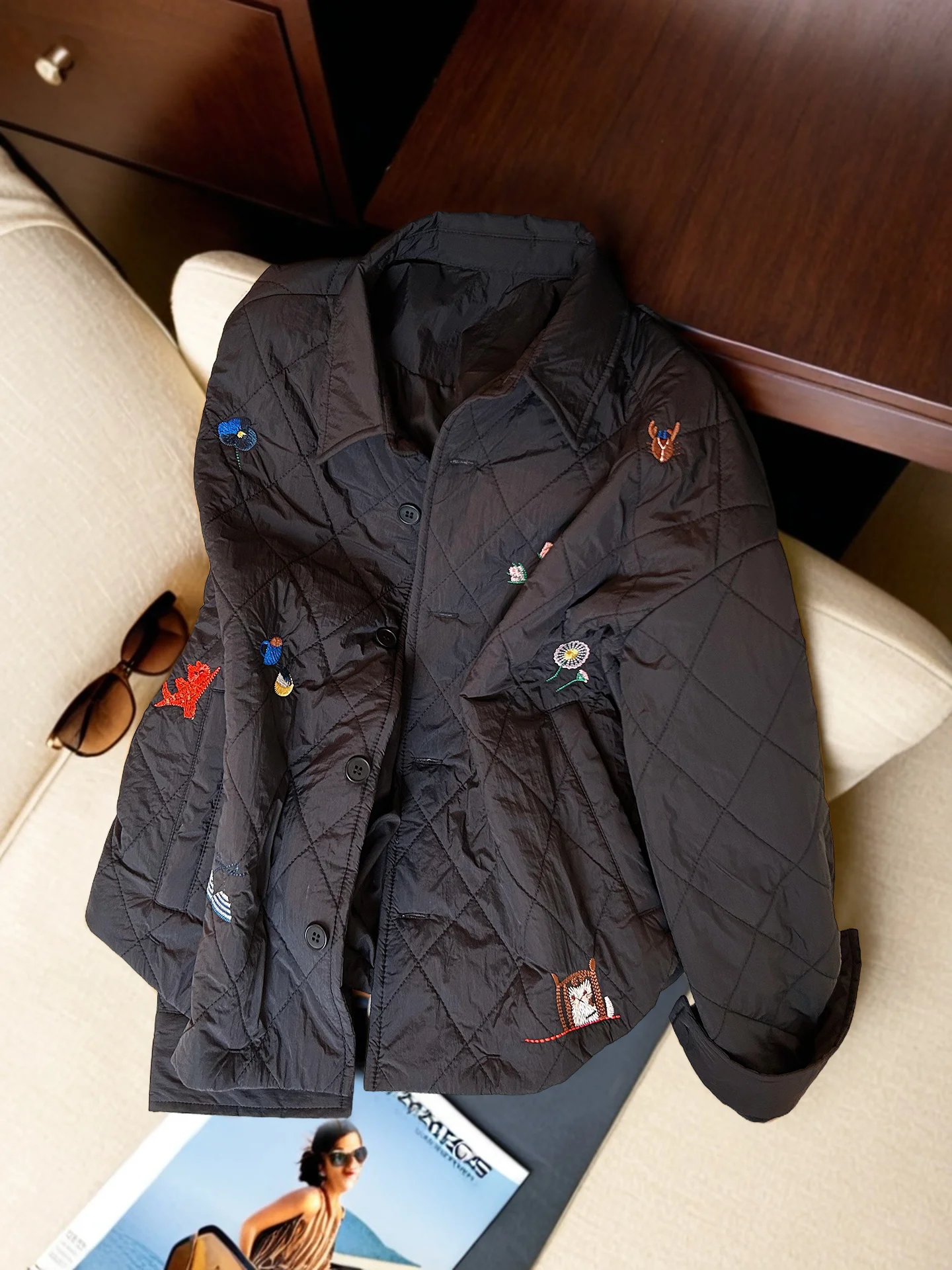 Stylish Cotton Jacket Men's Retro Slim Fit  Collar Coat Korean Version Casual Long Sleeve Outerwear for Autumn Winter