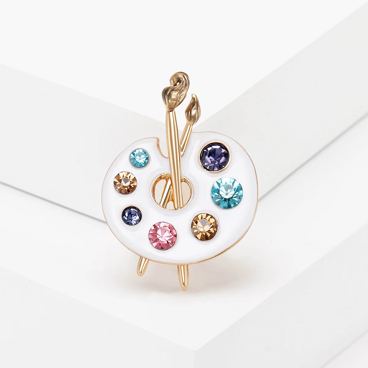 Creative Women Brooch Vintage Enamel Drawing Plate Lapel Pins Colorful Rhinestone Badge Backpack Pin Accessories Jewelry