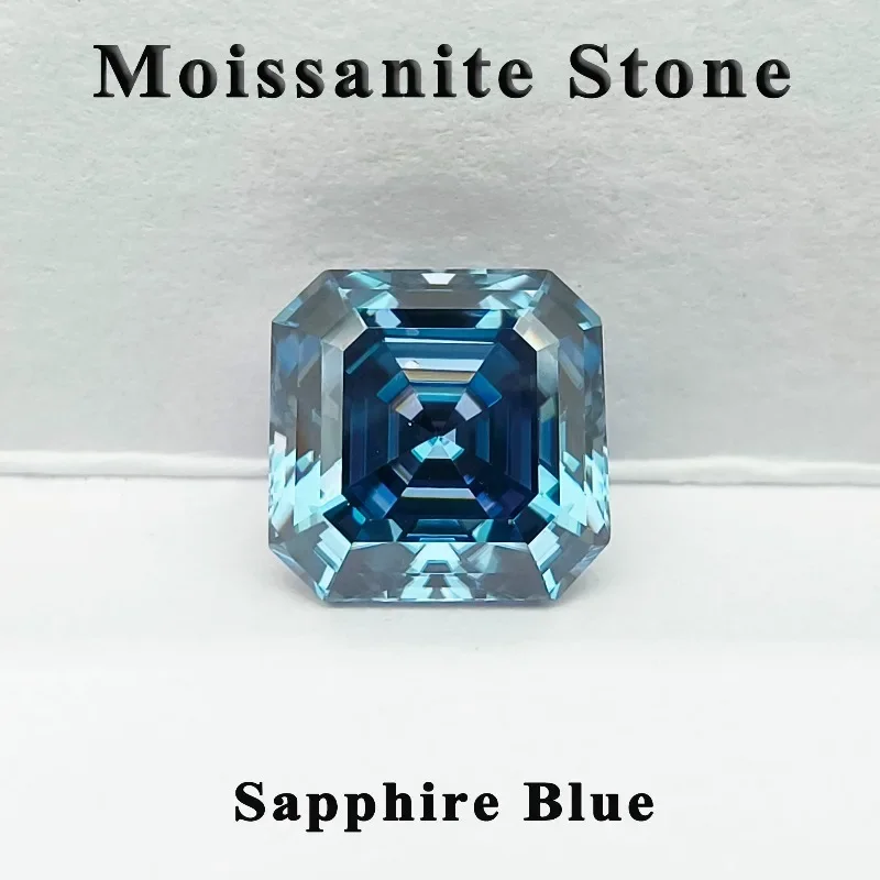Moissanit-Stein, Asscher-Schliff, gelb-grüne Farbe, VVS1, Ring, Halskette, Hauptmaterialien, bestandenem Diamanttester mit Zertifikat – Detail 26
