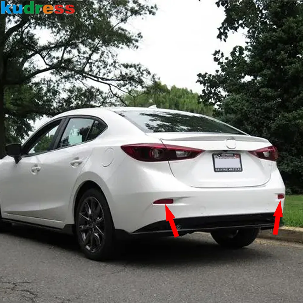 For Mazda 3 M3 Axela 2017 2018 Sedan Chrome Car Rear Fog Light Lamp Cover Trims Back Foglight Bezel Frame Accessories
