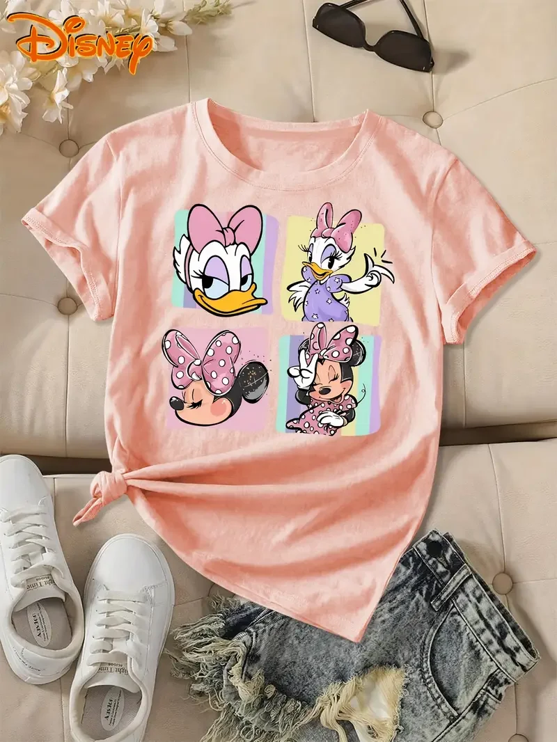

Disney Casual Minnie Daisy Duck Mood T-Shirt Women Men Cotton Girl Tee Vacation Unisex Trend Oversize Birthday Gift Short Sleeve