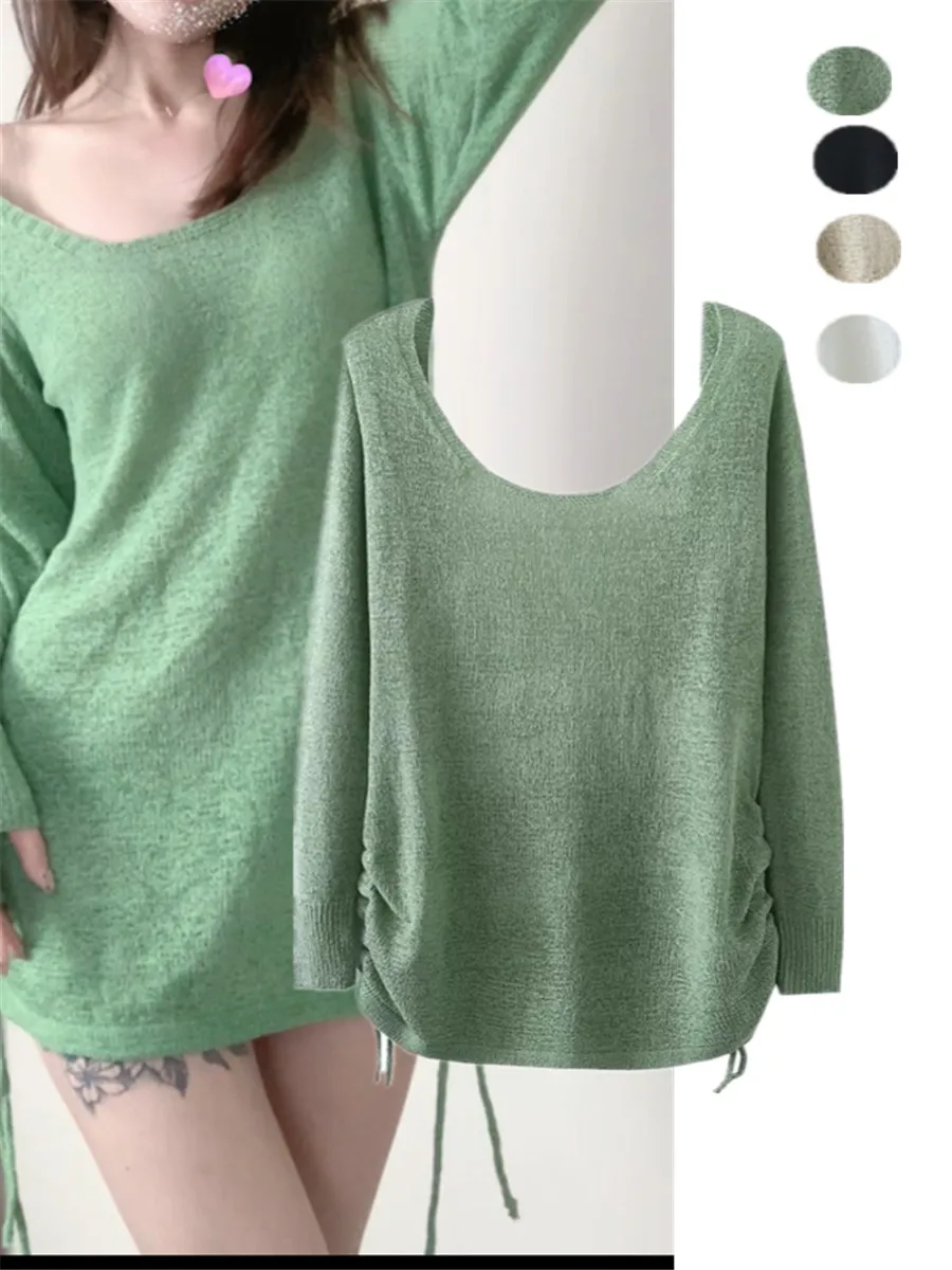 

Сексуальная трикотажная пляжная юбка Dr Lazy Sle Vaion U-Ne Bal Rope Tied ort Street Sle Loose Fit Long Sve C...