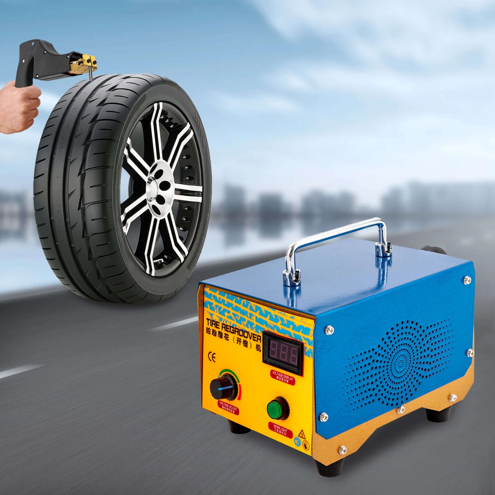 110V 1000W Tire Groover with 20 Blades for Deepening Tread Patterns Refurbishing Solid Truck Tires Old Tires Comfortable Handle