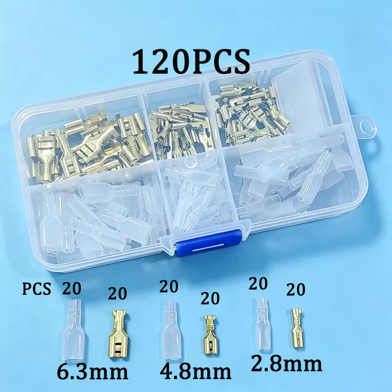 Cold Pressed Wiring Terminal Connector Kit 2.8/4.8/6.3mm Plug-In Crimping Terminals 120/135/900 Piece Box Set For Common Wiring