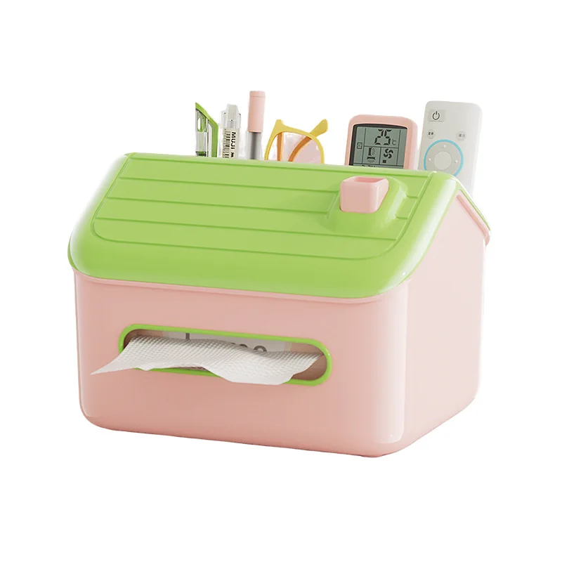 Desktop tissue box, simple for home use, advanced living room, multi-functional grid storage, bathroom, large waterproof paper