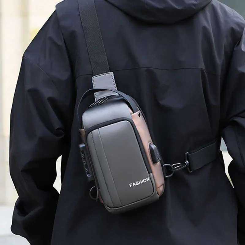 Mini Handbag Men's Sling Bag Durable Oxford Men's Crossbody Chest Funny Pack with Phone Pocket, Zip Closure for Daily Commute