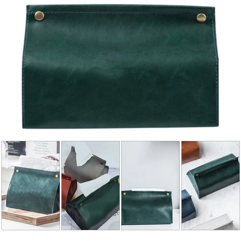

Pu Tissue Box Retro Metal Button Smooth Lathe Operator Precise Corner Paper Towel Container Storage Case Napkin Holder
