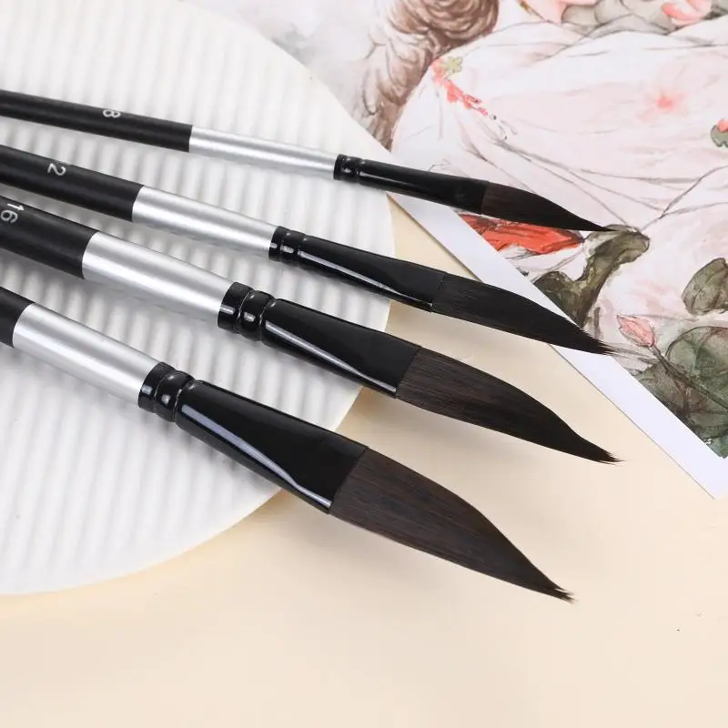 4pcs Pull Wire Paint Brush Set Nylon Knife-Shaped Drawing Brushes for Kids School Art Projects Holiday Art Activities