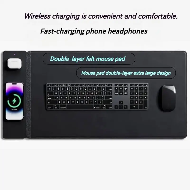15WFast Charging Simple Atmospheric Magnetic Separation Two-in-One Mobile Phone Wireless Charging Mouse Pad