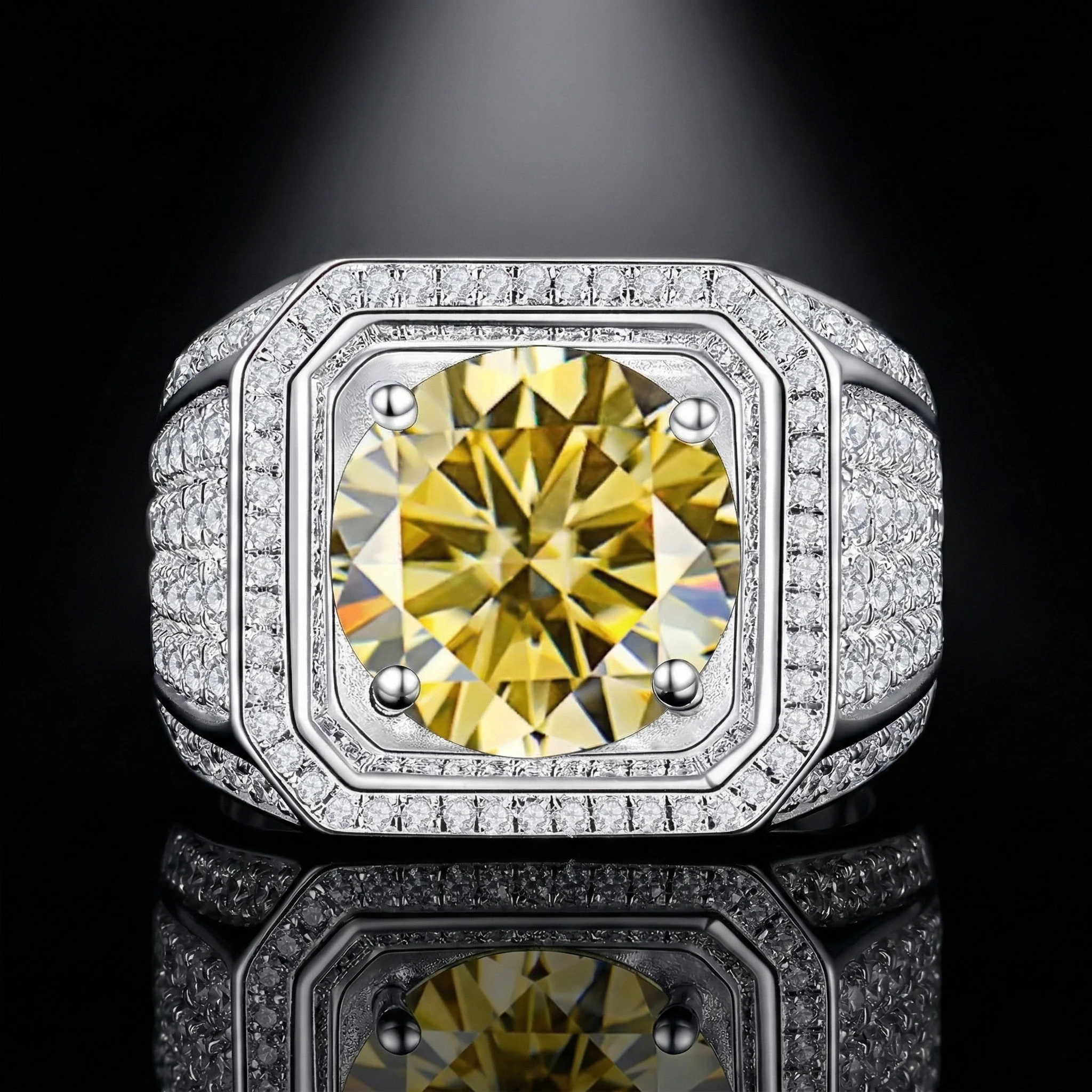 

Кольцо с муассанитом, серебро 925 пробы, огранка 3EX, 2 карата, закрепка на 4 крапанах, для офиса, для вечеринок, мужское, с сертификатом